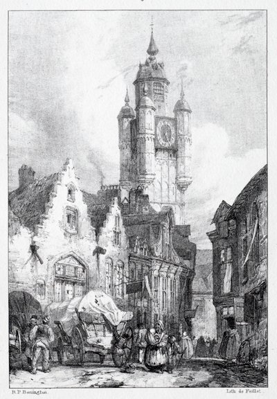 Bergues: Marknadstornet, 1824. av Richard Parkes Bonington