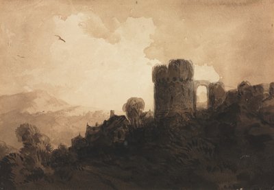Landskap med slottsruin. av Richard Parkes Bonington