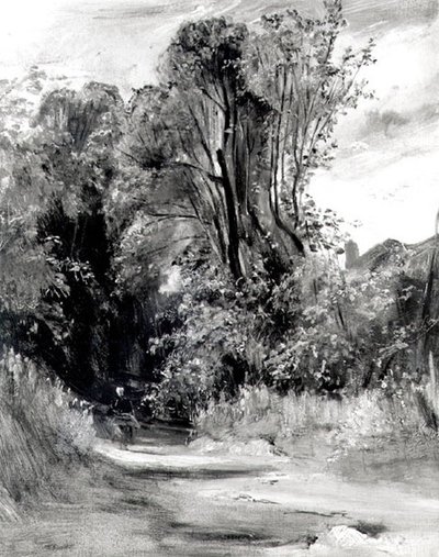 Körbana genom en skog (panel) av Richard Parkes Bonington