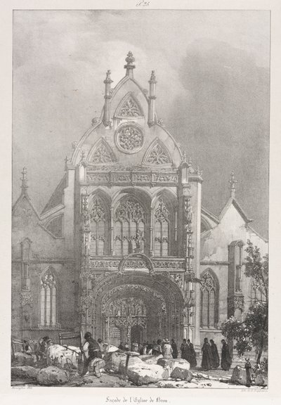 Pittoreska och romantiska resor i gamla Frankrike, Franche-Compté: Kyrkans framsida i Brou av Richard Parkes Bonington