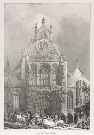 Pittoreska och romantiska resor i gamla Frankrike, Franche-Compté: Kyrkans framsida i Brou, 1825. av Richard Parkes Bonington