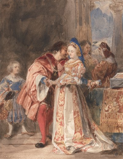 Portia och Bassanio av Richard Parkes Bonington