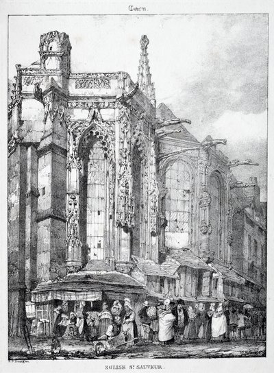 Rester och fragment av arkitektur från medeltiden: St. Sauveur-kyrkan, Caën av Richard Parkes Bonington