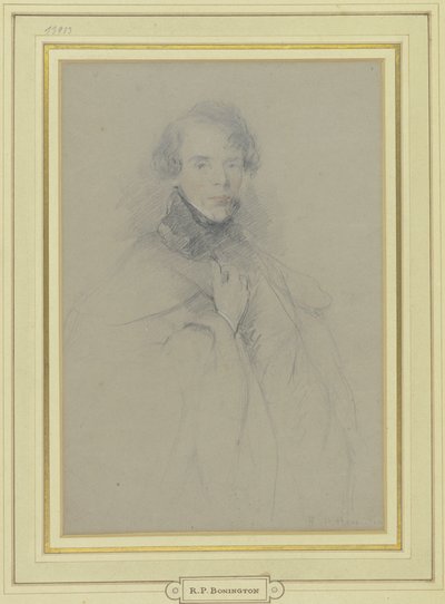 Självporträtt i kappa, knästycke av Richard Parkes Bonington