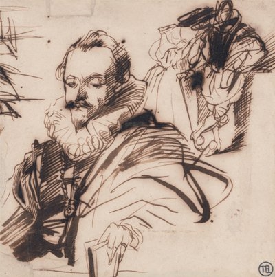 Studie av en herre i dräkt från 1600-talet av Richard Parkes Bonington