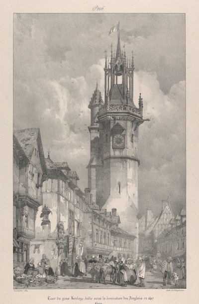 Gros Horloge-tornet, byggt under engelsmännens dominans 1417 av Richard Parkes Bonington