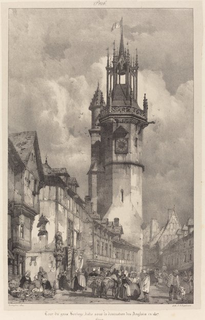 Gros-Horloge-tornet, Evreux av Richard Parkes Bonington