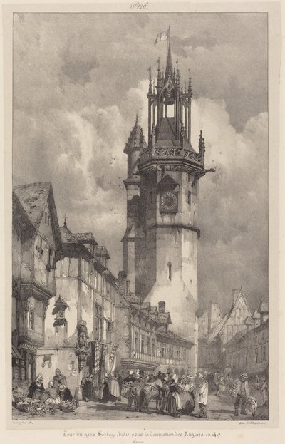 Gros-Horloge-tornet, Évreux av Richard Parkes Bonington