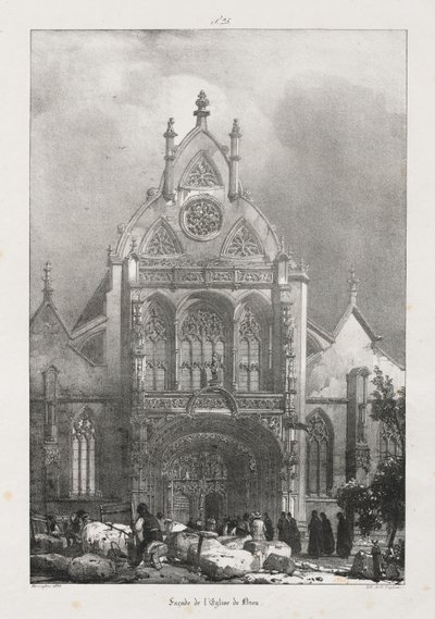 Pittoreska och romantiska resor i det antika Frankrike, Franche-Comté: Fasad av kyrkan Brou av Richard Parkes Bonington