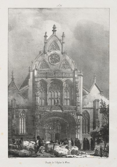 Pittoreska och romantiska resor i det antika Frankrike, Franche-Comté: Fasad av kyrkan Brou av Richard Parkes Bonington