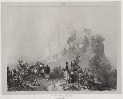 Pittoreska och romantiska resor i det antika Frankrike, Franche-Comté: Ruinerna av slottet Arlay av Richard Parkes Bonington