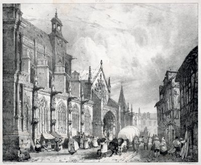 Pittoreska och romantiska resor i det antika Frankrike, Normandie: Kyrkan Saint Gervais och Saint Protais i Gisors av Richard Parkes Bonington