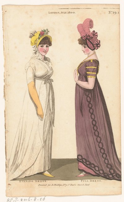 Magazine of Female Fashions of London and Paris, nr 29.1: London, juli. 1800: Aftonklänning; Hel klänning av Richard Phillips