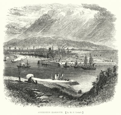 Aberdeen Harbour (gravyr) av Richard Principal (after) Leitch
