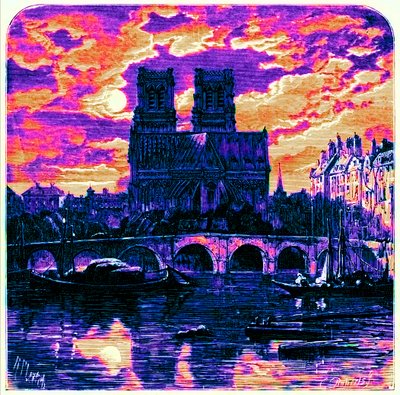 Cathedral of Notre Dame, illustration från "French Pictures" av Samuel Green, publicerad 1878 (digitalt förbättrad bild) av Richard Principal (after) Leitch
