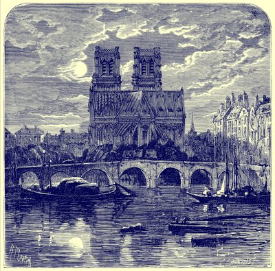 Notre Dame-katedralen, illustration från Samuel Greens "French Pictures", publicerad 1878 (digitalt förbättrad bild) av Richard Principal Leitch