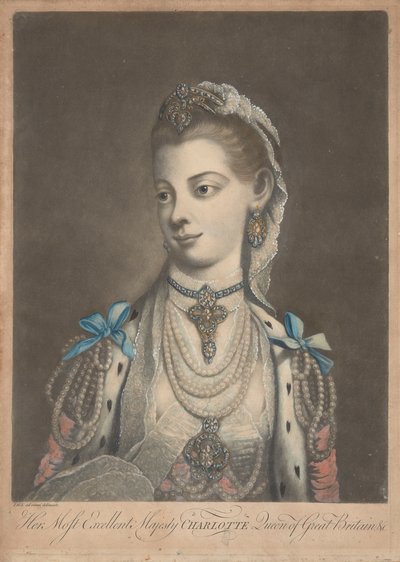 Drottning Charlotte, ca 1762 (tryck) av Richard Purcell