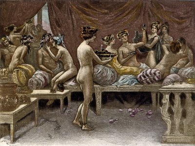 Illustration av Richard Ranft (1862 - 1931) för Lucien de Samosate (125 ca - 192): kurtisanerna. av Richard Ranft