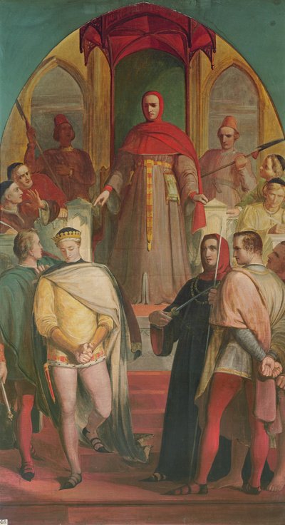 Prins Henrik (1387-1422) Erkännande av domaren Gascoignes auktoritet (ca 1350-1419) 1845 av Richard Redgrave