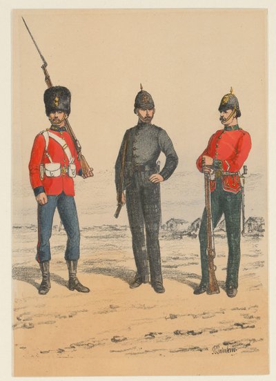 Tre brittiska soldater Nio representationer av brittiska militäruniformer (serietitel) av Richard Simkin