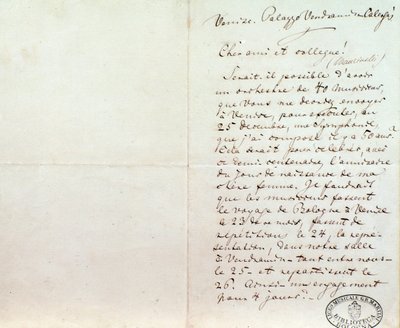 Handskrivet brev från Richard Wagner till Luigi Mancinelli, 10 december av Richard Wagner