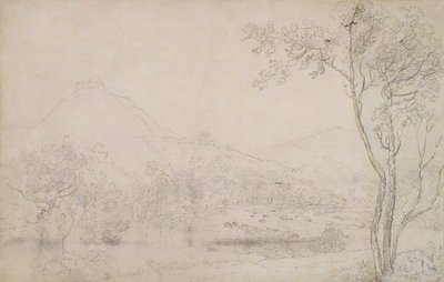 Castell Dinas Bran, Wales (grafit & svart krita på papper) av Richard Wilson