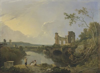 Italienskt landskap (morgon), ca 1760-65 (olja på duk) av Richard Wilson