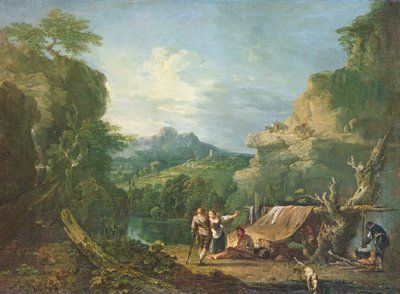 Landskap med Banditti runt ett tält av Richard Wilson