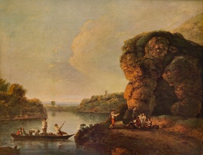 Landskap, med flod och båtar, c1758, 1938 av Richard Wilson