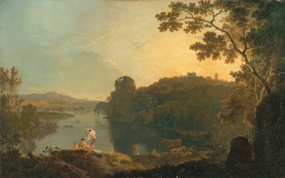 Flodscen: badare och boskap, ca 1763-65 (olja på duk) av Richard Wilson