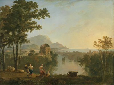 Vidsträckt sydligt kustlandskap i skymningen av Richard Wilson