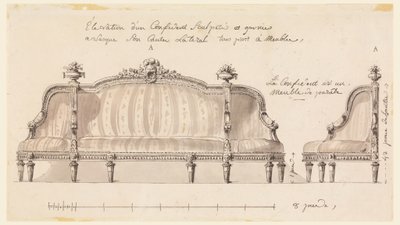 Ritning, Design för en konfident, ca 1780 av Richard de Lalonde