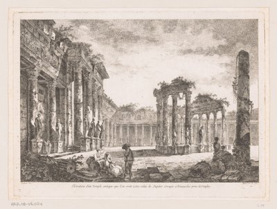Gezicht på de Tempel av Jupiter Serapis Höjningen av ett gammalt tempel som tros vara Jupiter Serapis vid Pozzuoli nära Neapel (titel på objektet) av Richard de Saint Non
