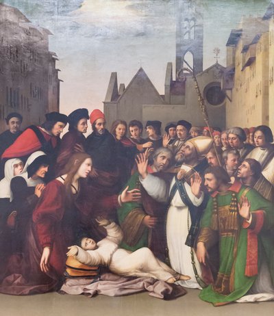 Sankt Zenobius uppväcker en pojke från de döda av Ridolfo Ghirlandaio