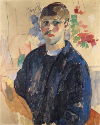 Självporträtt med blå blus - Självporträtt med blå blus, av Wouters, Rik (1882-1916). olja på duk av Rik Wouters