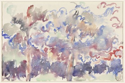 Landskap, Boitsfort, med blommande fruktträd av Rik Wouters