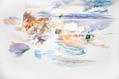 Desert Condo, 2023 (akvarell) av Rob D Davies