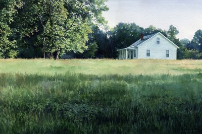 Farmhouse in August, 2001 (akvarell på papper) av Rob Wood