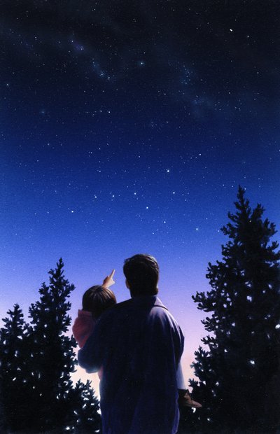 Far och dotter, 2002 (akryl på kartong) av Rob Wood