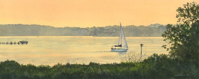 Late Summer Sail, 2011 (akvarell på papper) av Rob Wood