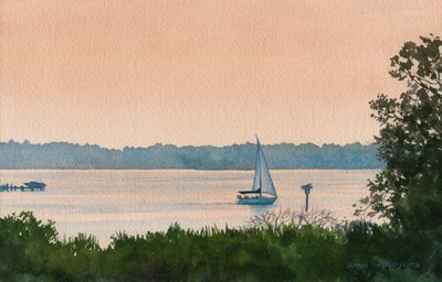 Sailing Home, 2008 (akvarell på papper) av Rob Wood