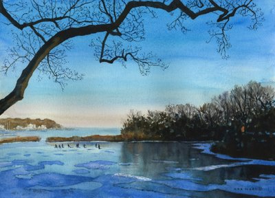 Vinterspelen, 2021 (akvarell på papper) av Rob Wood