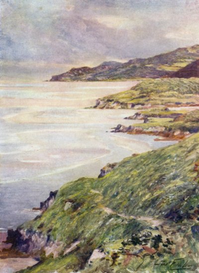 A Lonely Shore, Barmouth Estuary (färg litho) av Robert (after) Fowler