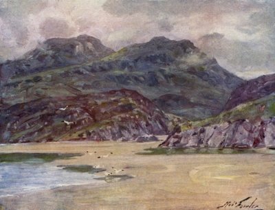 A Lonely Shore nära Deudraeth Peninsula (färg litho) av Robert (after) Fowler