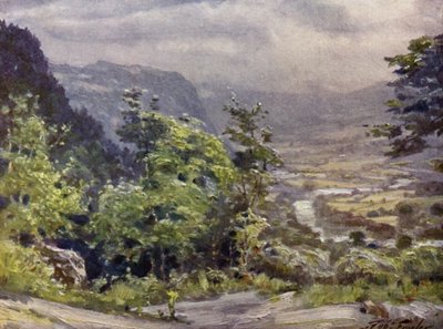 Conway Valley (färg litho) av Robert (after) Fowler