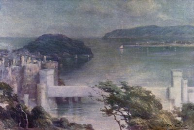 Conway från Benarth, Early Morning (färg litho) av Robert (after) Fowler