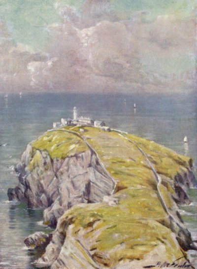 The Stack, Holyhead (färg litho) av Robert (after) Fowler
