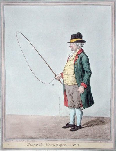 Billy the Gamekeeper, graverad av James Gillray (1756-1815) publicerad av Hannah Humphrey 1810 (handfärgad gravyr) av Robert (after) Frankland