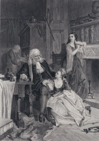 Illustration för The Pirate av Sir Walter Scott (gravyr) av Robert (after) Herdman