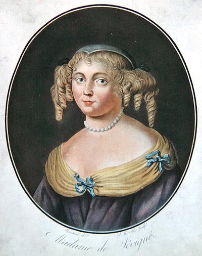Porträtt av Madame de Sevigne (litho i färg) av Robert (after) Nanteuil
